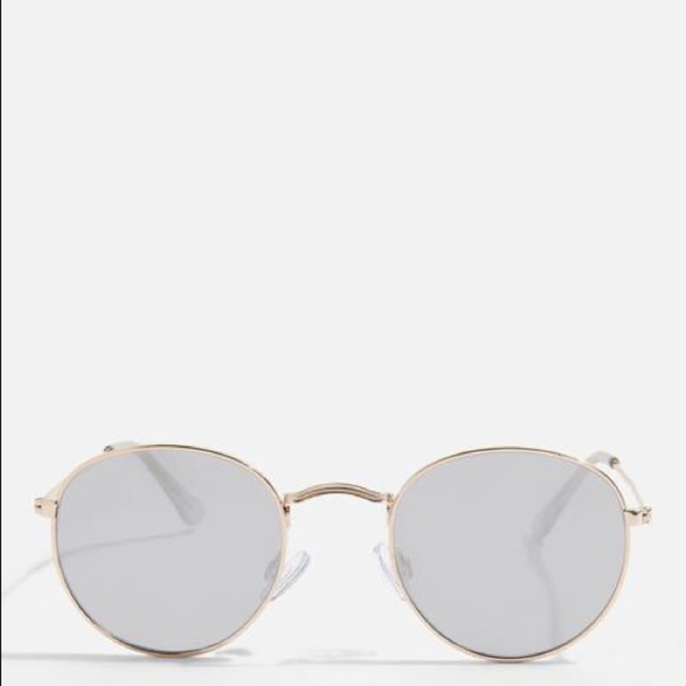 NWT Topshop Mirrored Round Silver Gold Sunglasses